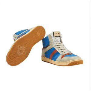 NIB Authentic Gucci Men's Screener High-Top Sneakers Leather with Nubuck 8